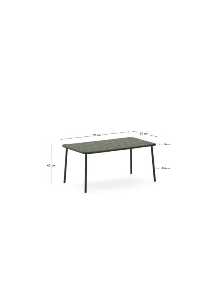 Mesa de centro de exterior Zivia de acero galvanizado verde 90 x 50 cm - Kave Home