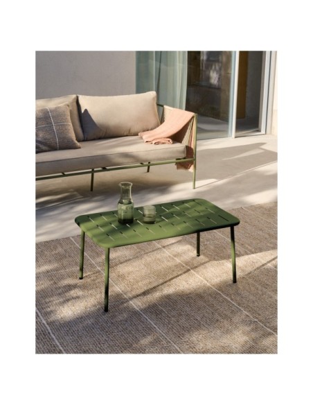 Mesa de centro de exterior Zivia de acero galvanizado verde 90 x 50 cm - Kave Home