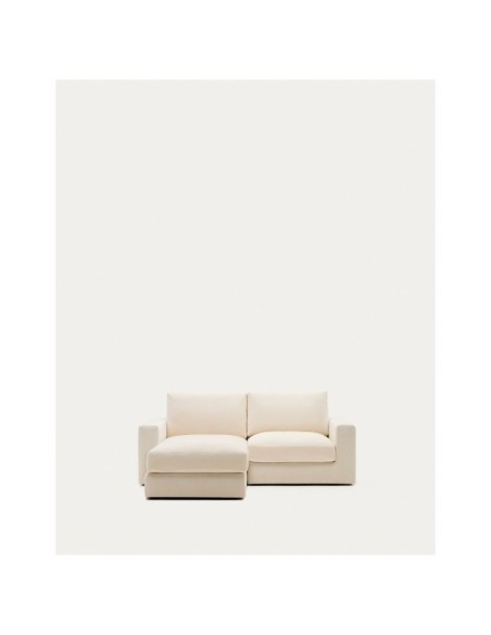 Sofá modular desenfundable Alea 3 plazas chenilla chaise longue izquierdo crudo 220 cm - Kave Home