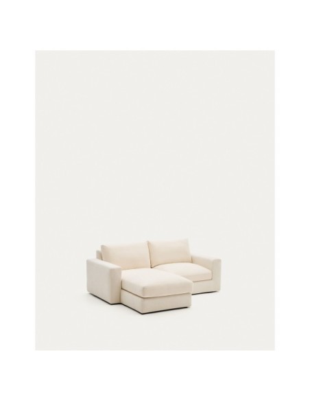 Sofá modular desenfundable Alea 3 plazas chenilla chaise longue izquierdo crudo 220 cm - Kave Home