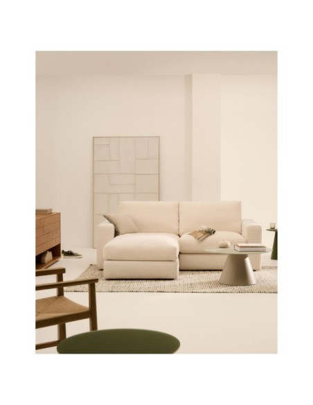 Sofá modular desenfundable Alea 3 plazas chenilla chaise longue izquierdo crudo 220 cm - Kave Home
