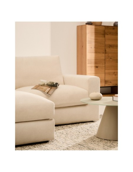 Sofá modular desenfundable Alea 3 plazas chenilla chaise longue izquierdo crudo 220 cm - Kave Home