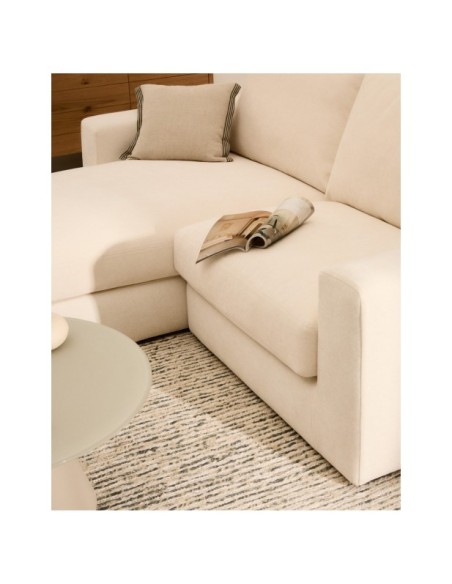 Sofá modular desenfundable Alea 3 plazas chenilla chaise longue izquierdo crudo 220 cm - Kave Home