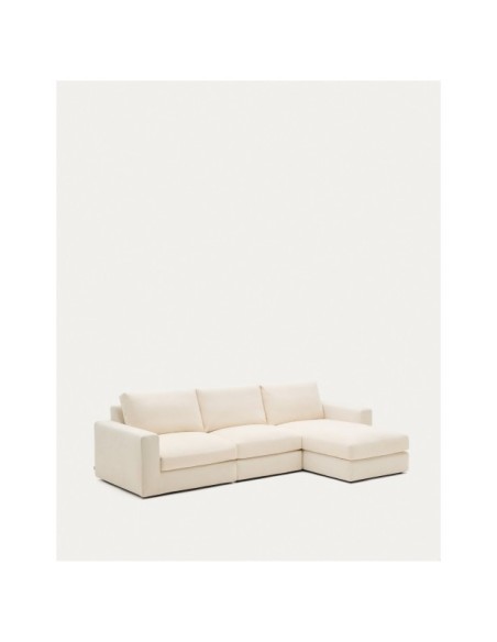 Sofá modular desenfundable Alea 4 plazas chenilla chaise longue derecho crudo 310 cm - Kave Home