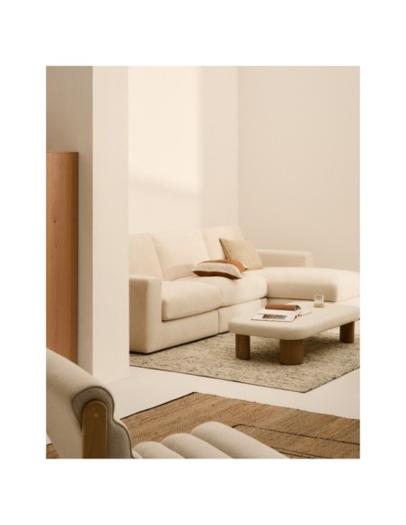 Sofá modular desenfundable Alea 4 plazas chenilla chaise longue derecho crudo 310 cm - Kave Home