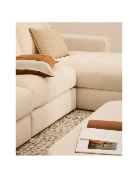 Sofá modular desenfundable Alea 4 plazas chenilla chaise longue derecho crudo 310 cm - Kave Home
