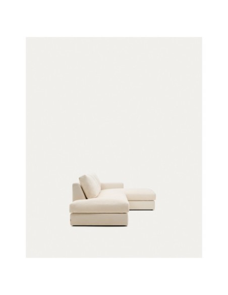 Sofá modular desenfundable Alea 5 plazas chenilla chaise longue derecho crudo 340 cm - Kave Home