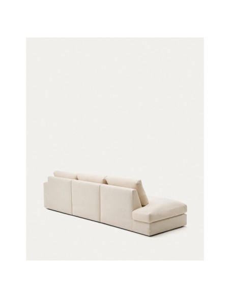 Sofá modular desenfundable Alea 5 plazas chenilla chaise longue derecho crudo 340 cm - Kave Home