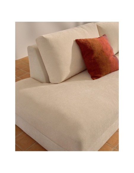 Sofá modular desenfundable Alea 5 plazas chenilla chaise longue derecho crudo 340 cm - Kave Home