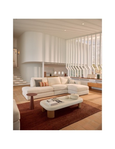 Sofá modular desenfundable Alea 5 plazas chenilla chaise longue derecho crudo 340 cm - Kave Home