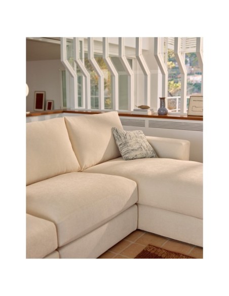 Sofá modular desenfundable Alea 5 plazas chenilla chaise longue derecho crudo 340 cm - Kave Home
