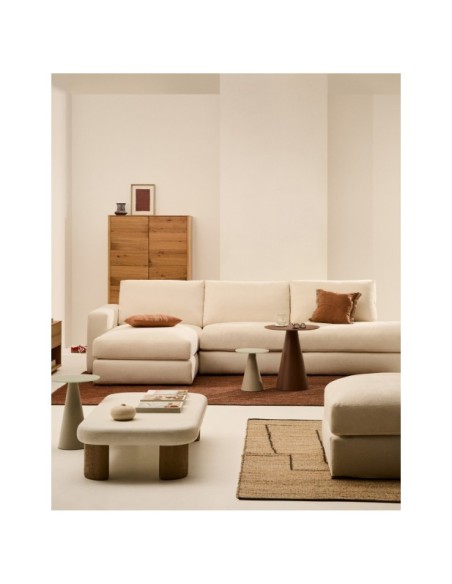 Sofá modular desenfundable Alea 5 plazas chenilla chaise longue izquierdo crudo 340 cm - Kave Home