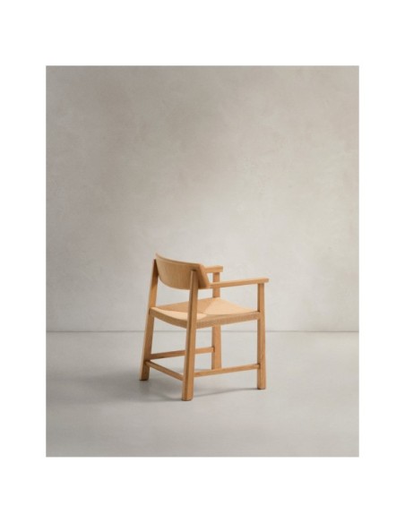 Silla Idun de madera maciza de roble acabado tono natural FSC Mix Credit y asiento de cuerda - Kave Home