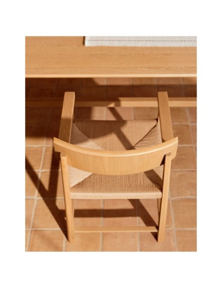 Silla Idun de madera maciza de roble acabado tono natural FSC Mix Credit y asiento de cuerda - Kave Home