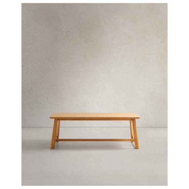 Mesa Idun de chapa y madera maciza de roble acabado tono natural FSC Mix Credit 200x100cm - Kave Home