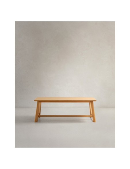 Mesa Idun de chapa y madera maciza de roble acabado tono natural FSC Mix Credit 200x100cm - Kave Home