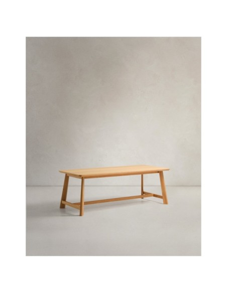 Mesa Idun de chapa y madera maciza de roble acabado tono natural FSC Mix Credit 200x100cm - Kave Home