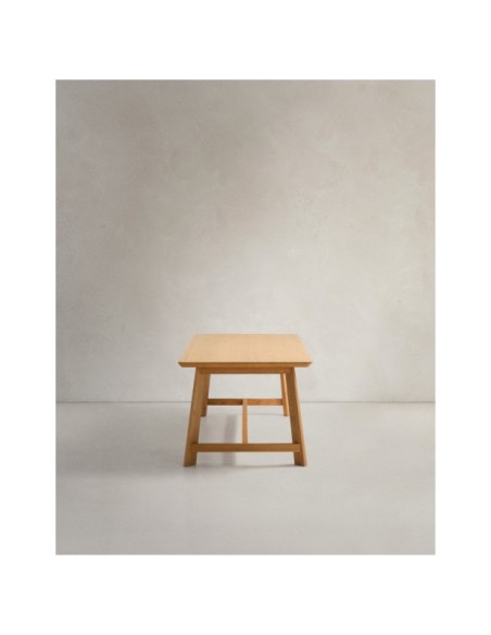 Mesa Idun de chapa y madera maciza de roble acabado tono natural FSC Mix Credit 200x100cm - Kave Home