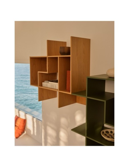 Estantería modular Ina de chapa de roble con acabado tono natural 80 x 80 cm FSC 100% - Kave Home