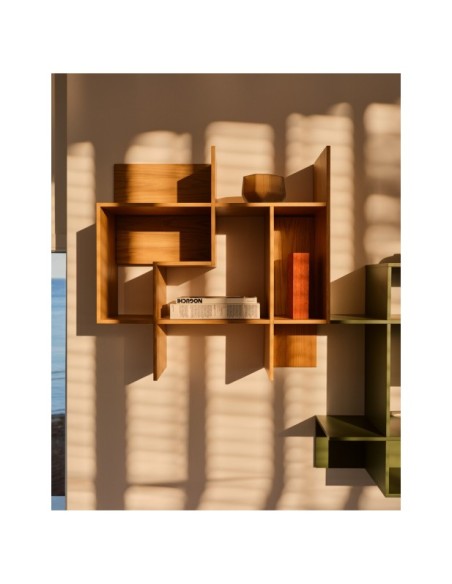 Estantería modular Ina de chapa de roble con acabado tono natural 80 x 80 cm FSC 100% - Kave Home