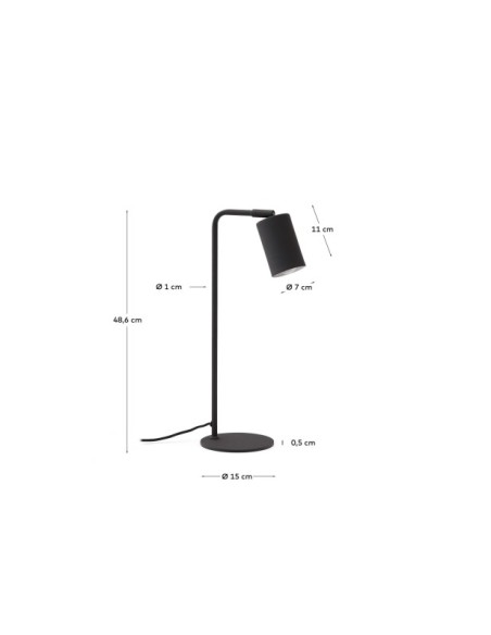 Lámpara de escritorio Manie de metal con acabado efecto hierro fundido negro - Kave Home