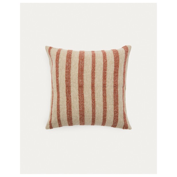Funda de cojín Naila de fibras acrílicas rayas a contraste terracota 50 x 50 cm - Kave Home