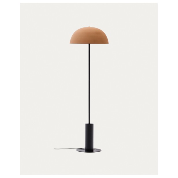 Lámpara de pie Nibla de metal negro y pantalla con efecto terracota - Kave Home