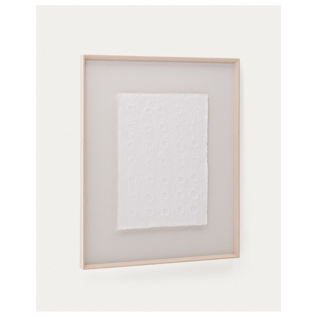 Cuadro abstracto Olvin de papel reciclado blanco con relieves hechos a mano 103,6 x 123,6 cm - Kave Home