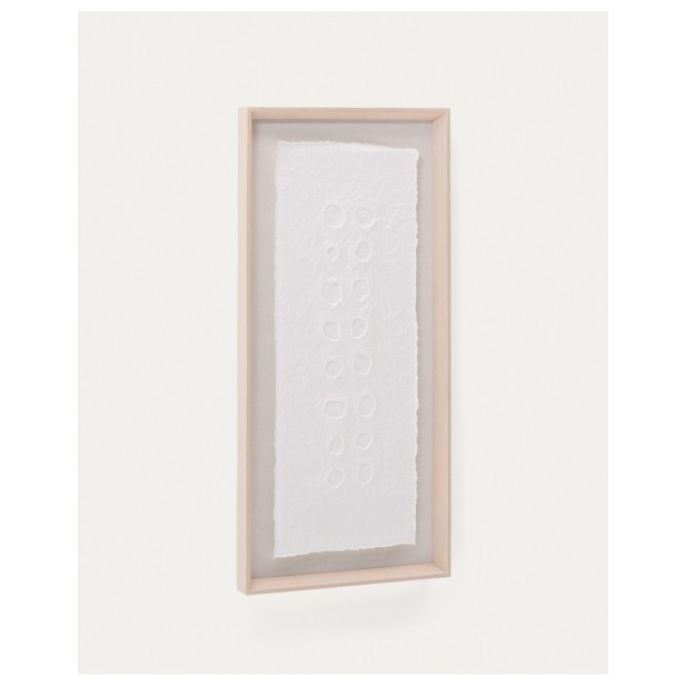 Cuadro abstracto Olvin de papel reciclado blanco con relieves hechos a mano 43,6 x 93,6 cm - Kave Home