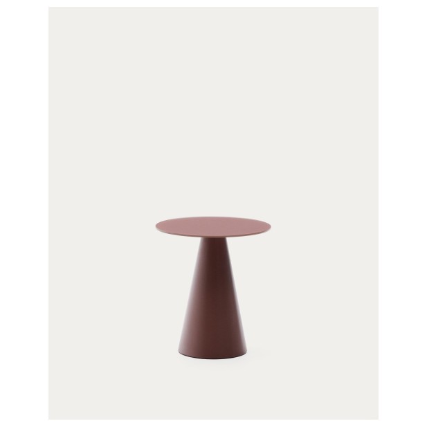 Mesa auxiliar Wilshire cristal templado glaseado y acero acabado pintado terracota mate Ø50cm - Kave Home