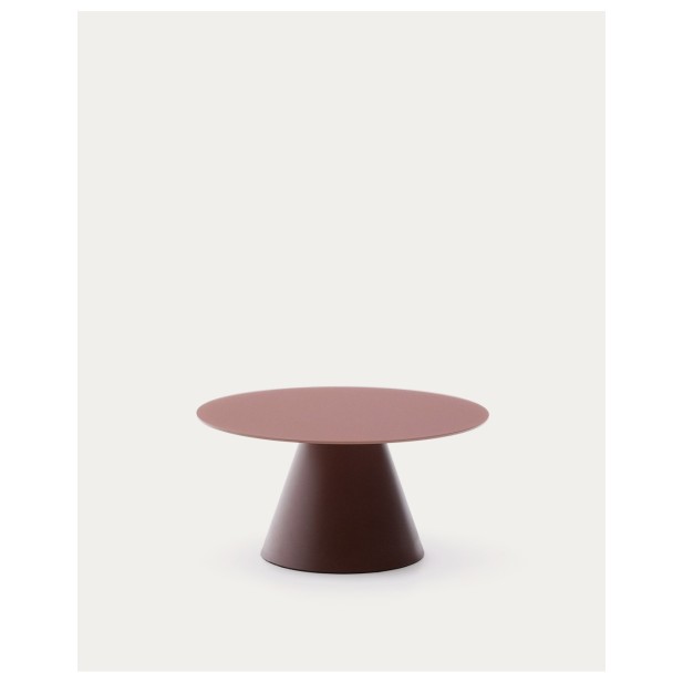 Mesa de centro Wilshire cristal templado glaseado y acero acabado pintado terracota mate Ø80cm - Kave Home