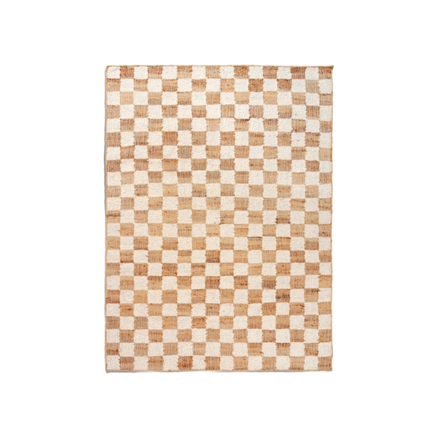 Alfombra Lana Yute CHECK 140x200cm, Blanco/Nat -Ferm Living; 1104268674