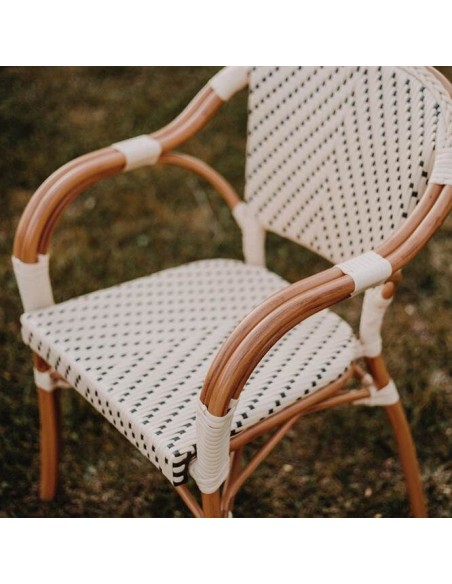 Silla con Brazos ÁNGELES, Ratán Sintético / Metal