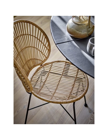 Mesa de Comedor PERON Ø140 cm, Negro, FSC® 100%, Roble - Bloomingville