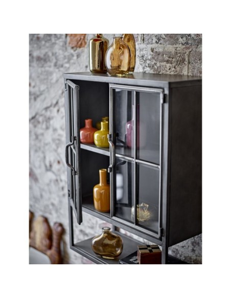 Aparador Vitrina SINDRE, Negro, Metal - Bloomingville