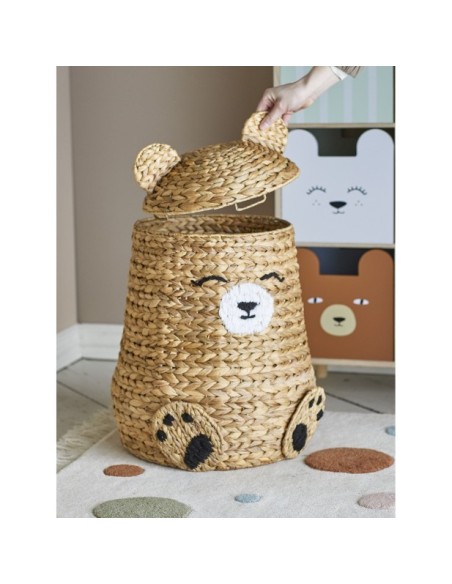 Cesta TIMONE con tapa, Natural, Jacinto de agua - Bloomingville