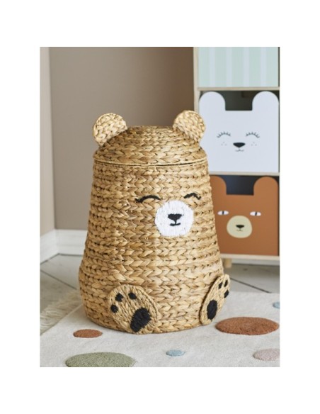 Cesta TIMONE con tapa, Natural, Jacinto de agua - Bloomingville