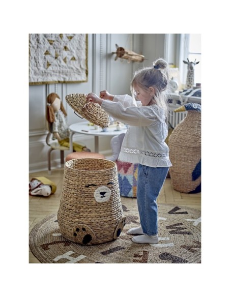 Cesta TIMONE con tapa, Natural, Jacinto de agua - Bloomingville