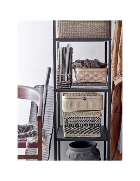 Cesta con Tapa SABEL, Negro, Algas Marinas - Bloomingville