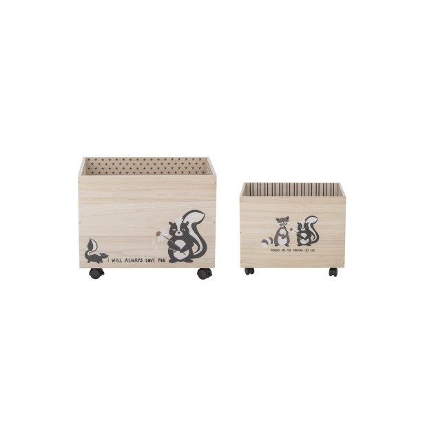 Caja de Almacenaje con Ruedas NONNI, Paulonia Natural - Bloomingville