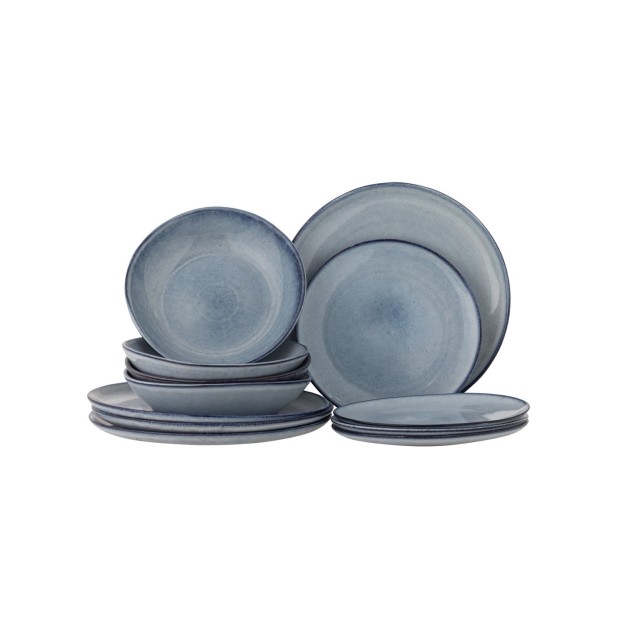 Juego de vajilla SANDRINE, Azul, Gres - Bloomingville