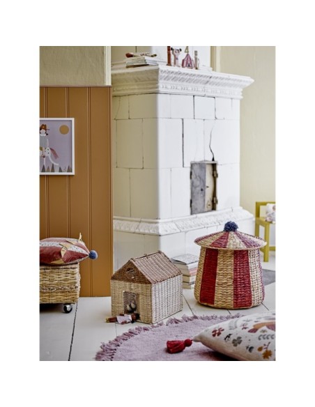 Cesta BIRSEN con tapa, Roja, Jacinto de Agua - Bloomingville