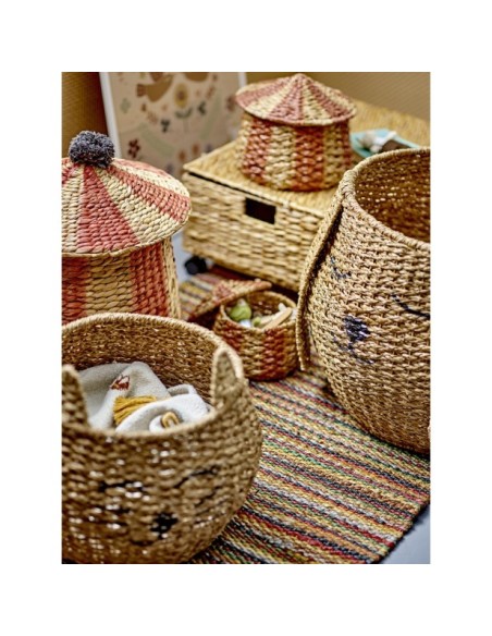 Cesta BIRSEN con tapa, Roja, Jacinto de Agua - Bloomingville