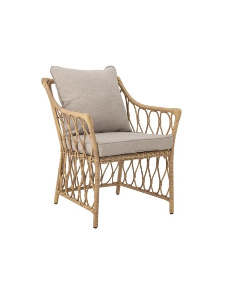 Sillón Exterior BELLUCE con Taburete, Natural, Poliratán - Bloomingville