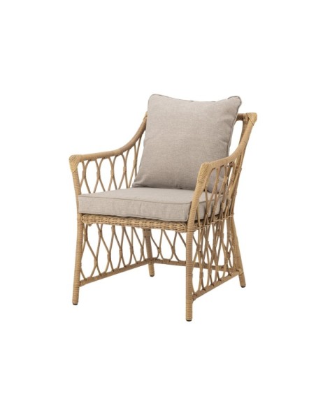 Sillón Exterior BELLUCE con Taburete, Natural, Poliratán - Bloomingville