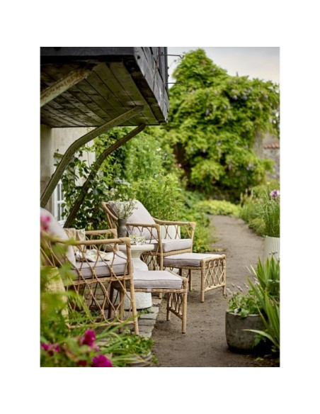 Sillón Exterior BELLUCE con Taburete, Natural, Poliratán - Bloomingville