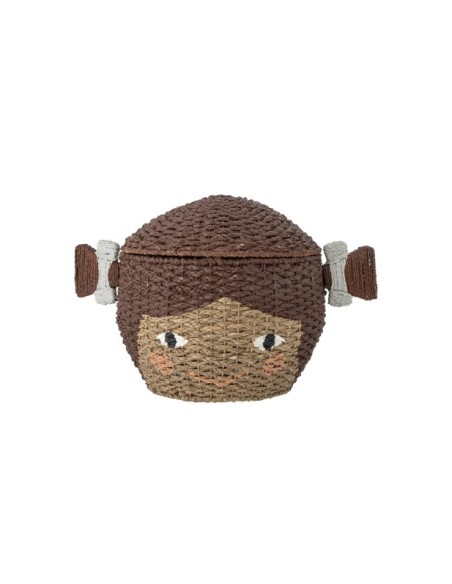 Cesta con Tapa LILL, Marrón, Fibra Natural - Bloomingville