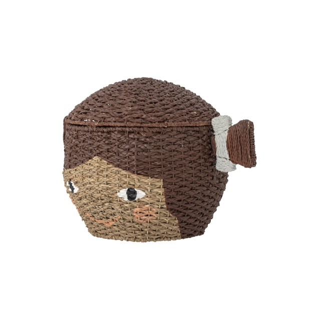 Cesta con Tapa LILL, Marrón, Fibra...