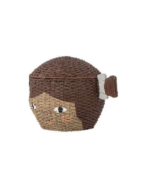 Cesta con Tapa LILL, Marrón, Fibra Natural - Bloomingville