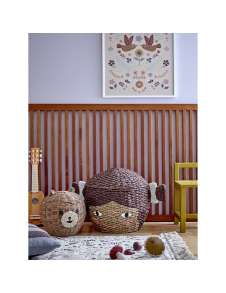 Cesta con Tapa LILL, Marrón, Fibra Natural - Bloomingville